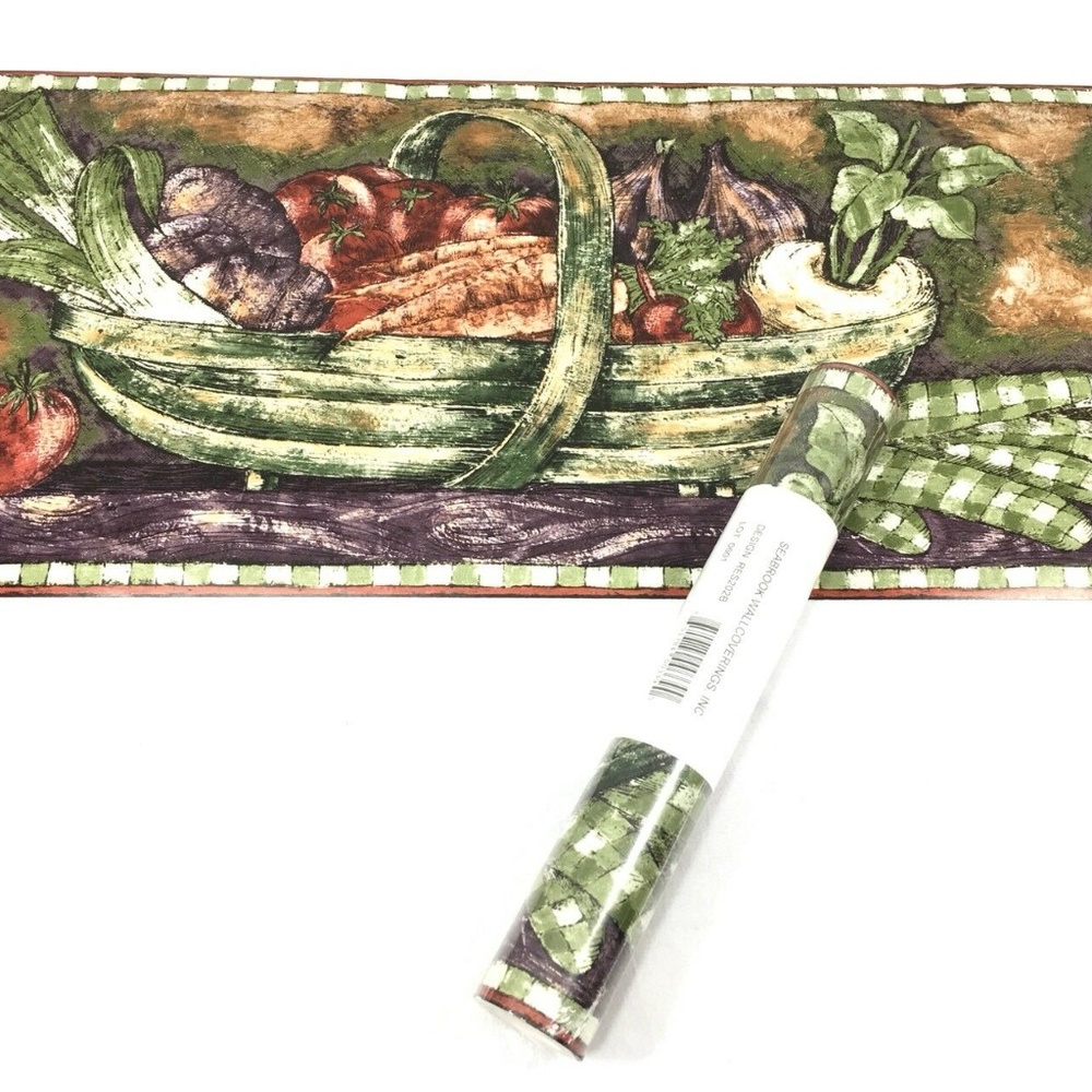 Wallpaper Border PURPLE Green Country Vegetable